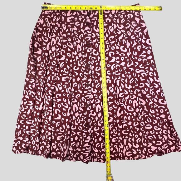 Modcloth Admirers Button Front Pink Leopard Animal Print Midi Skirt Size 20 - Picture 7 of 11